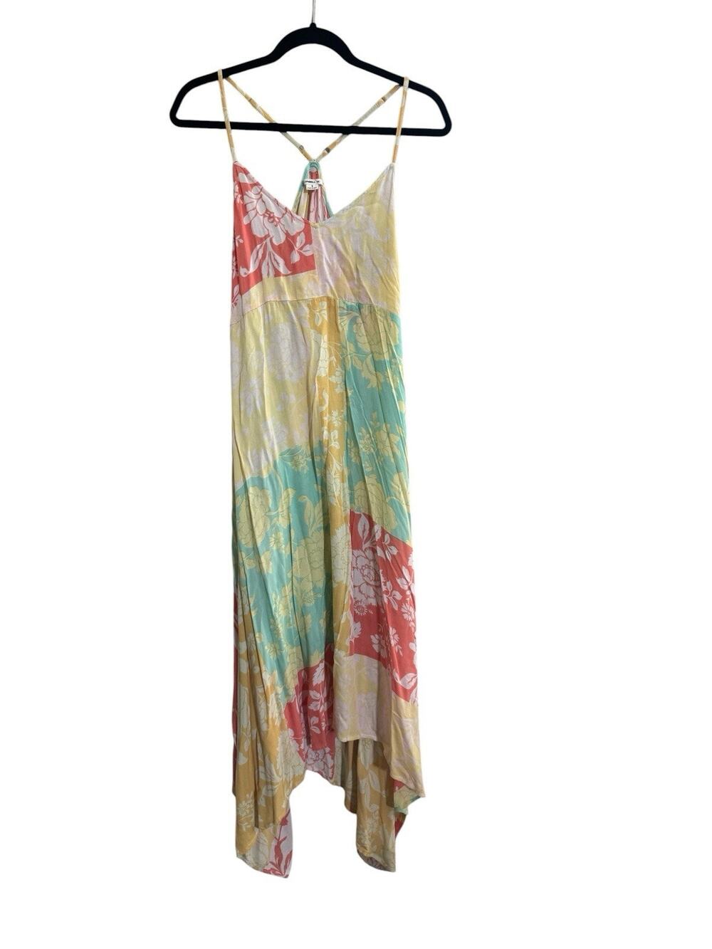 O’Neill Boho Patchwork Midi Sun Dress Assymetrical Small Flowy Beach #NE197